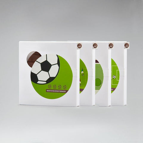 Quartett Fussball - handgeschöpfte runde Schokolade